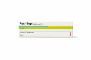 Foci-Top 2% Cream tube and carton, fusidic acid topical treatment for localized bacterial skin infections.