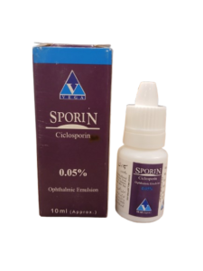 Sporin Eye Drop Ciclosporin ophthalmic solution for chronic dry eye treatment and tear gland support.