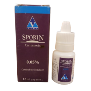 Sporin Eye Drop Ciclosporin ophthalmic solution for chronic dry eye treatment and tear gland support.