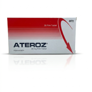 ATEROZ® 20 mg film tablet containing atorvastatin used to lower cholesterol