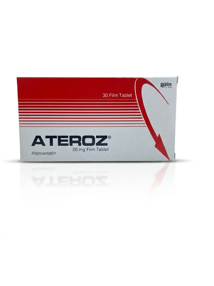 ATEROZ® 20 mg film tablet containing atorvastatin used to lower cholesterol