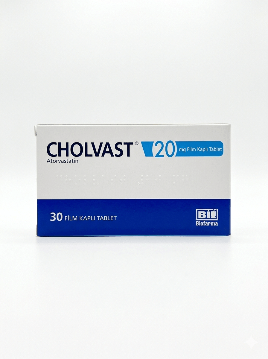 CHOLVAST® 20 mg film-coated tablet containing atorvastatin used to lower cholesterol