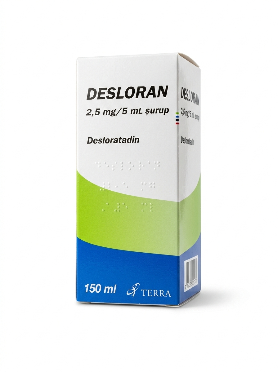 DESLORAN® 2.5 mg 5 mL syrup containing desloratadine used for allergy treatment