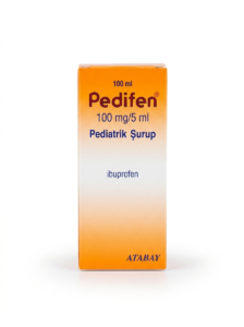 Pedifen® 100 mg 5 mL ibuprofen pediatric syrup bottle for fever relief