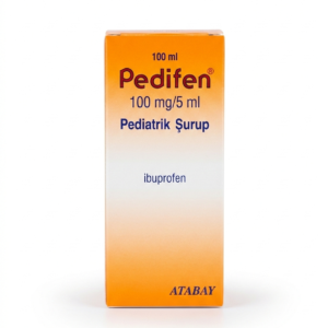 Pedifen® 100 mg 5 mL ibuprofen pediatric syrup bottle for fever relief
