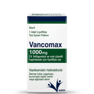 Vancomax® 1000 mg vancomycin hydrochloride IV infusion antibiotic vial